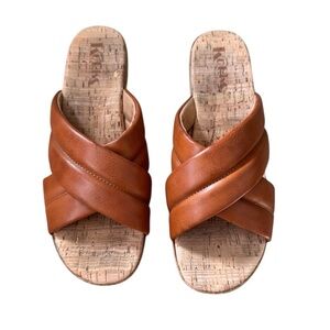 Kork-Ease Tan Leather Slide Sandals